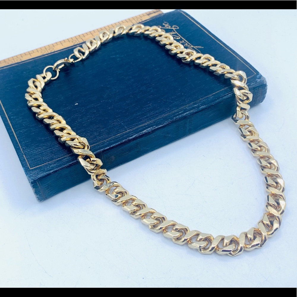 Thick 18” gold chain vintage necklace infinity links 1980s new old stock